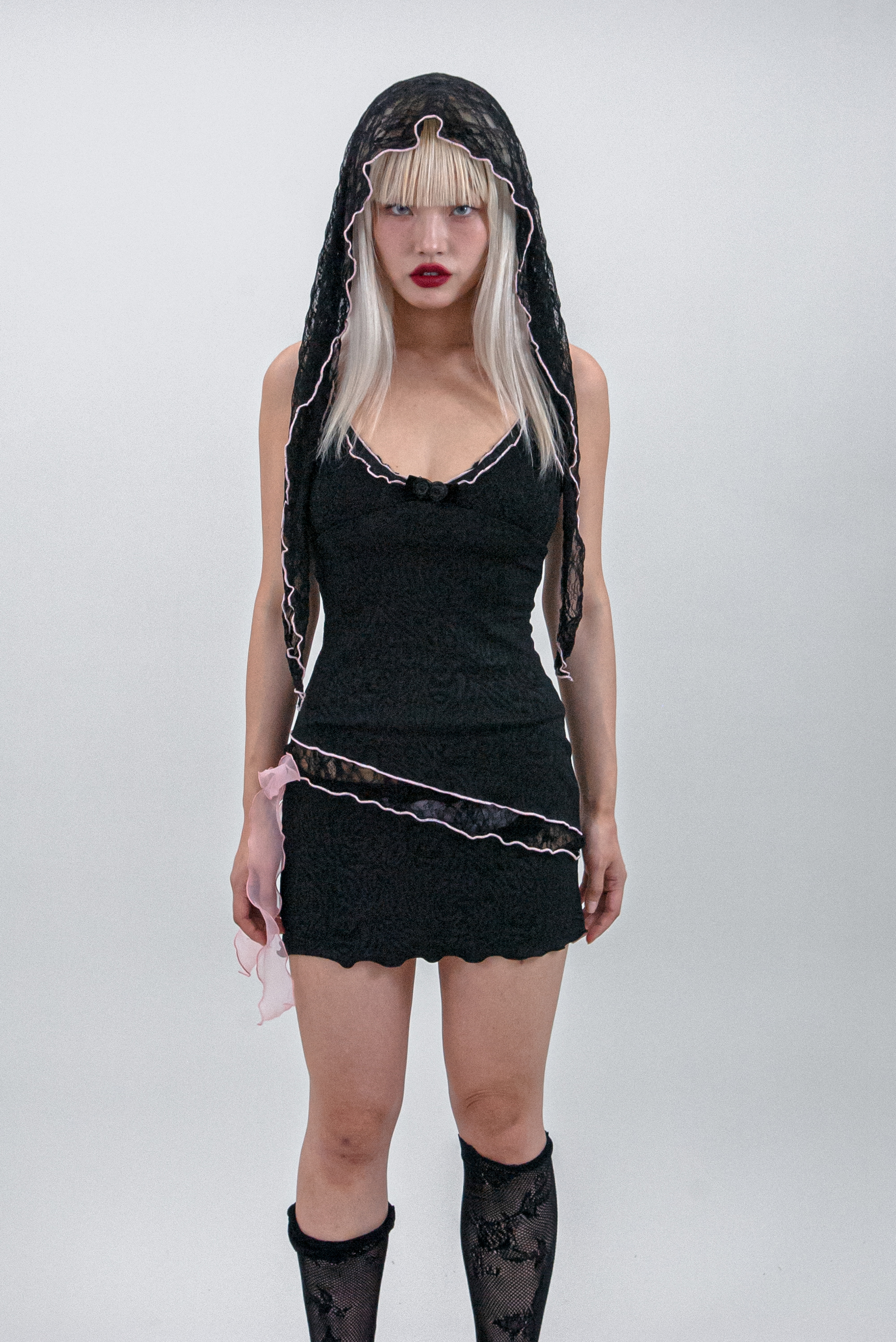 Black Scarf Dress Set